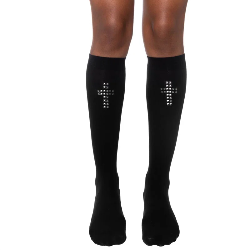 موضة Y2k نمط الجمالية ايمو فتاة الجوارب الطويلة القوطية Harajuku الشرير الجرافيك فوق الركبتين الجوارب خمر النساء رقيقة نمط الجوارب #1