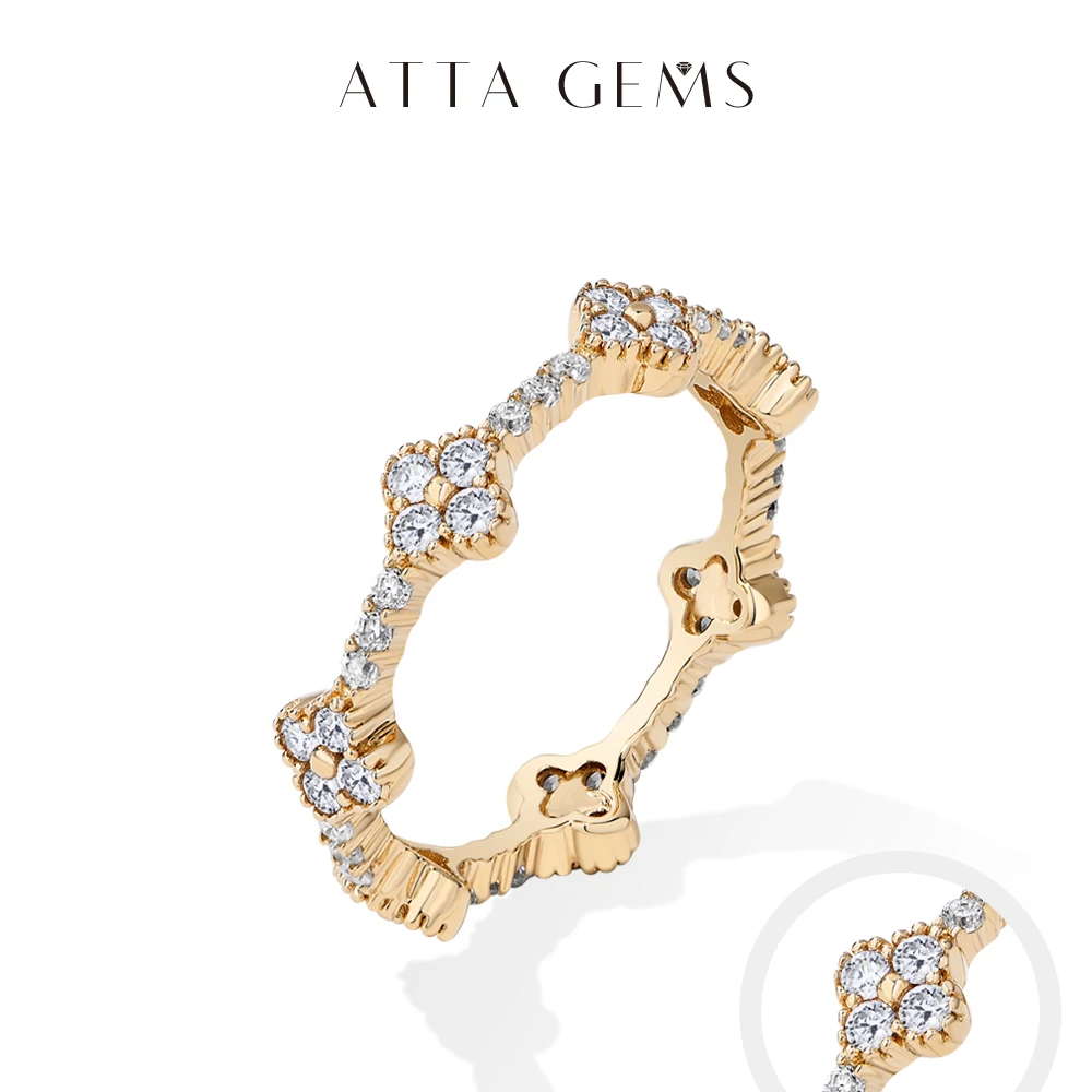 

ATTAGEMS Classic Eternity DVVS1 Moissanite Ring for Women Girl Solid 10K 14K 18K Gold Engagement Party Jewelry Gift High Quality
