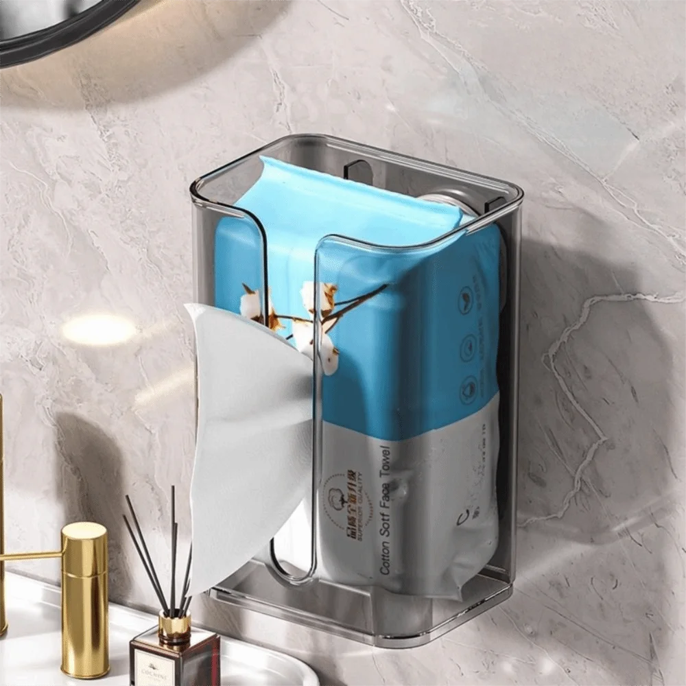 

Punch-Free Suction Cup Tissue Box Waterproof Clear Paper Towel Storage Rack Removable Space Saving Toilet Paper Holder Toilet