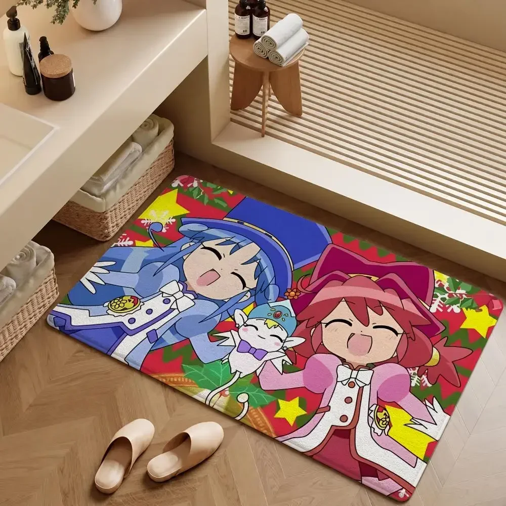 Anime Twin Princess in Wonder Planet Fine Rein Floor Mat Soft Flannel Entrance Doormat Non-Slip Washable Rug Bedroom Home Decor