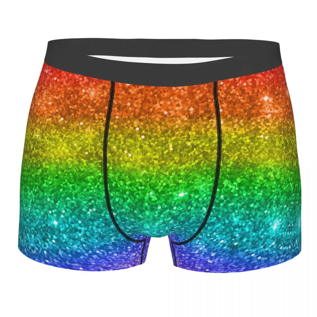 

Custom Male Cool Glitter Gay Pride LGBT Rainbow Flag Men Underwear Boxer Briefs Soft Shorts Panties Underpants