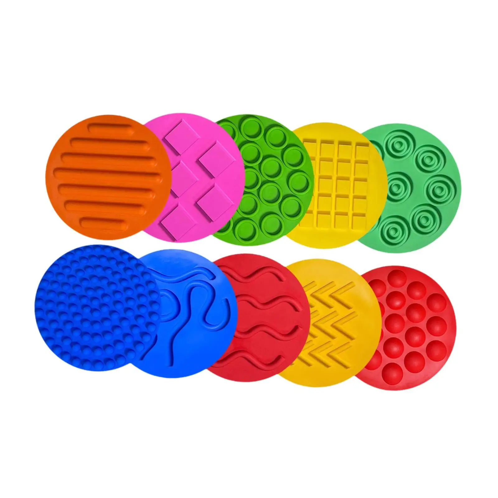 10 Pieces Sensory Mats Small Early Learning Play Sensory Pads Sensory Discs Mat for Children Kids Boys Girls Training Fine Motor