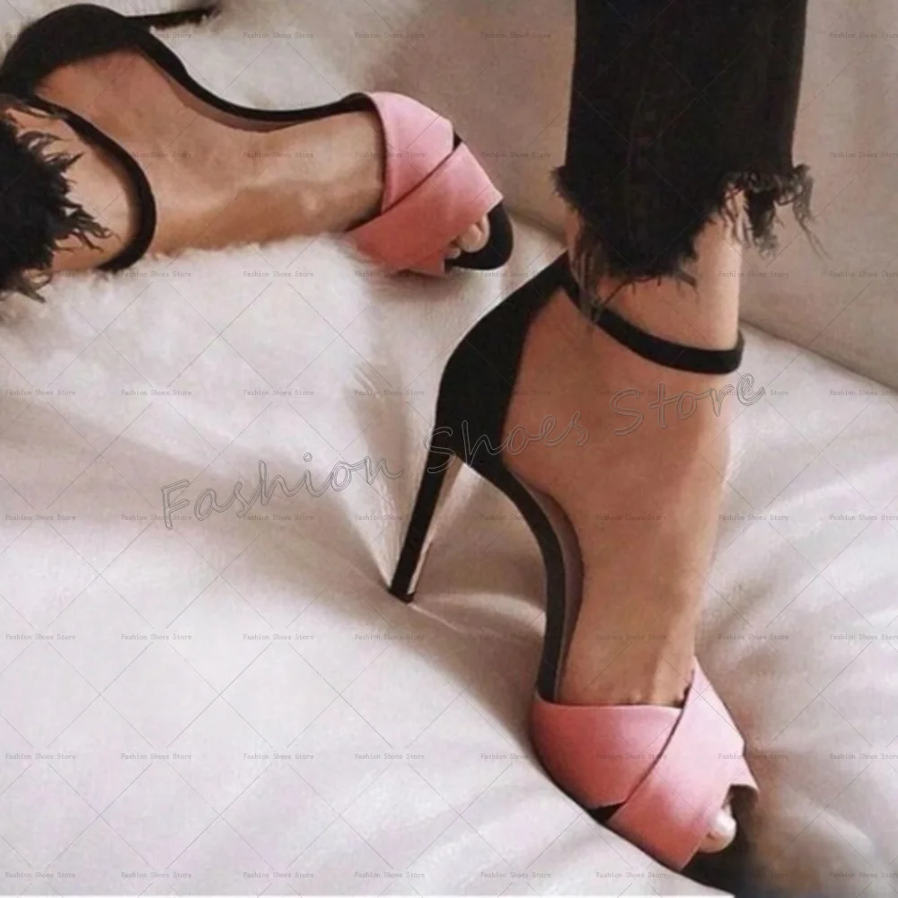 

Cross Strap Ankle Strap Splicing Sandals Open Toe Thin High Heels High Heel Shoes for Women Heels 2025 New Zapatos Para Mujere