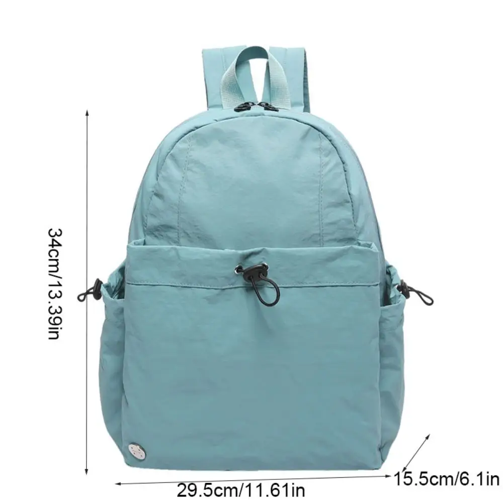 Mochila de nailon con cordón para estudiantes, bolso escolar de gran capacidad, bolso de hombro, sólido, a la moda, estilo coreano