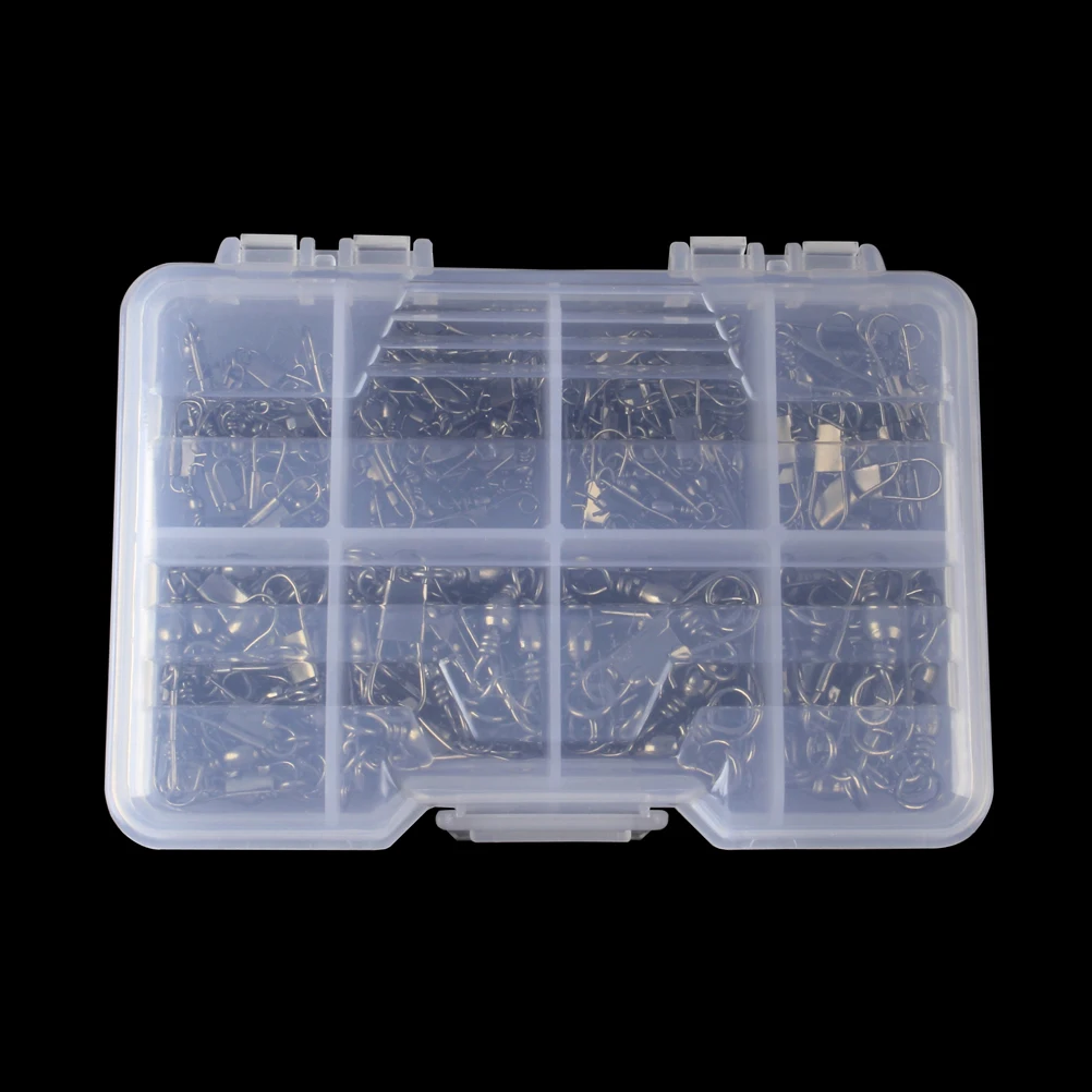

140 pcs Fishing Connector Set Swivel Hook Barrel Ball Bearing Snap Silver Portable Anti Corrosion Stainless Steel Fishing Tools
