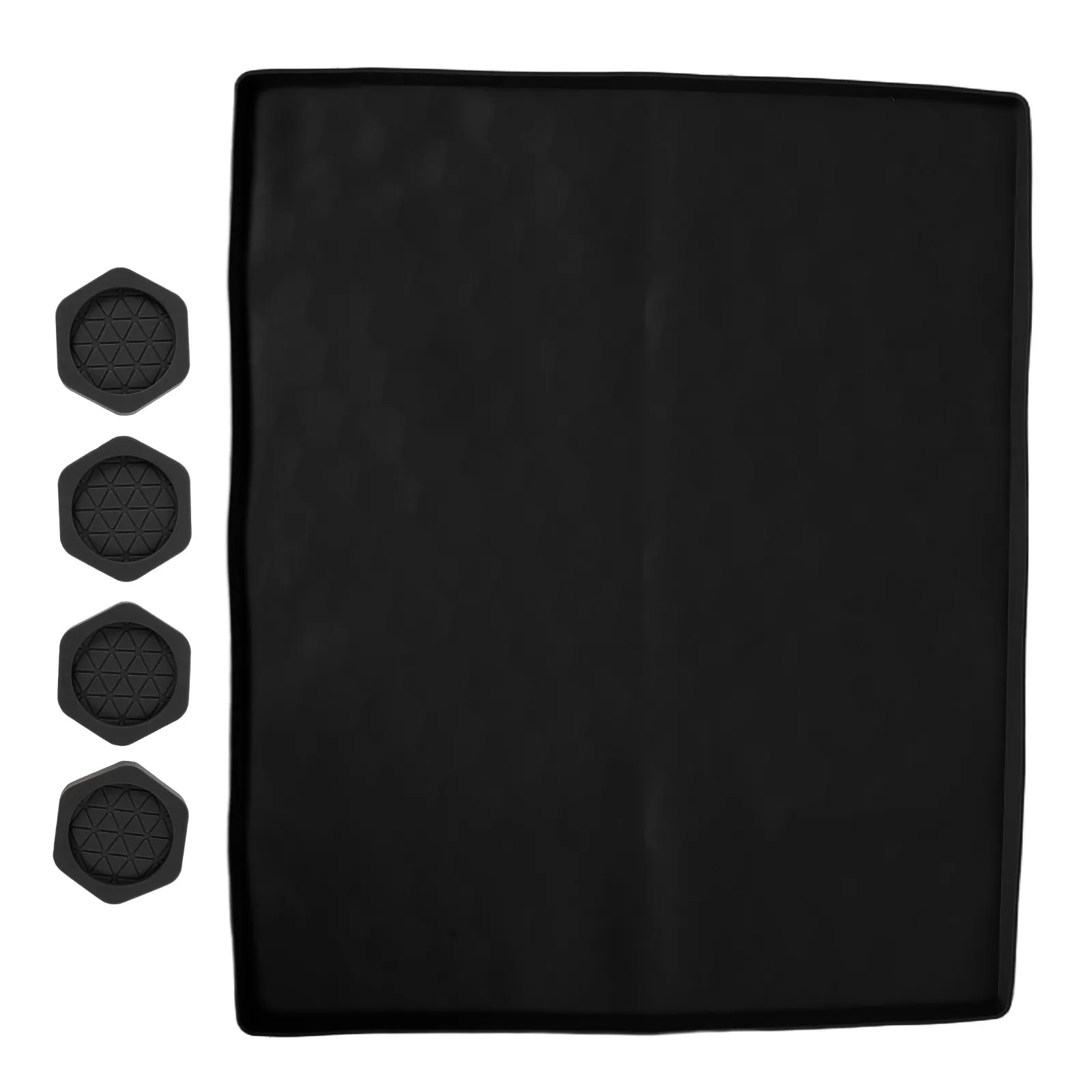 1Set Washer Dryer Protective Silicone Mat Black Anti Vibration Top Cover Non Slip Laundry Room Mat Hexagon Washer Foot Pads