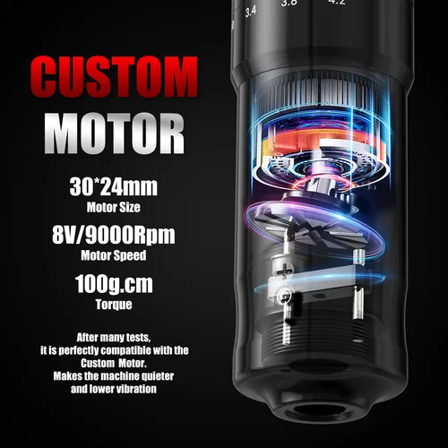 Imagen 2 del producto XNET F1 máquina de tatuaje inalámbrica pluma 7 carrera ajustable Motor personalizado 2400mAh pantalla LCD batería maquillaje rotaty pluma para arte del tatuaje
