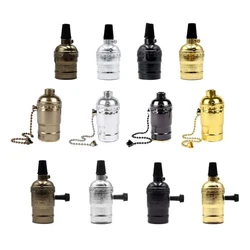 Vintage Lampholder E26 E27 Metal Chain Industrial Lamp Base 110V 220V Aluminum Switch Socket For Vials Pendant Light
