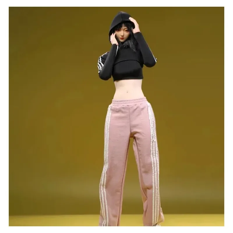 1/6 Scale Female Casual Sportswear Wide-leg Pants LooseTrousers Tight Short Hoodie Soldier Model for 12