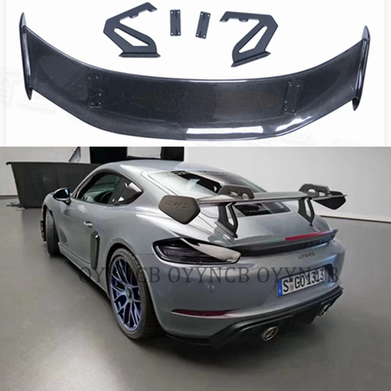 

Carbon Fiber Rear Trunk Boot Tail Spoiler Double-Deck Wing Lip for Porsche Cayman 718 987 997 998 981 911 Boxster GT4RS Style