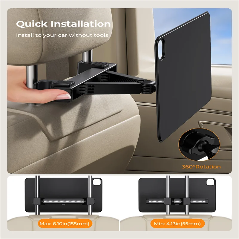 KUXIU X97 MAX Magnetic Car Holder For iPad Pro/iPad Air,Rear Seat Mount for Kids,ipad Car Stand Accessory With 360° Rotatable - view 6