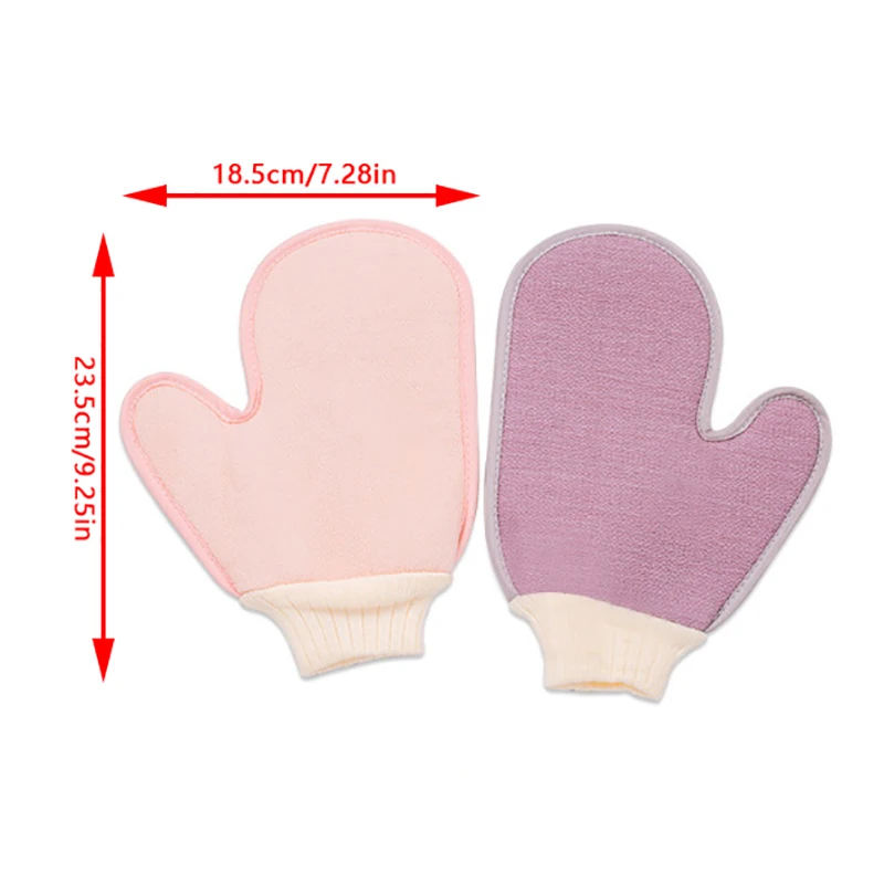 Guantes de baño con dedos grandes, manopla exfoliante, toalla para frotar, fango para frotar fuerte, indoloro, doble cara, limpieza profunda gruesa