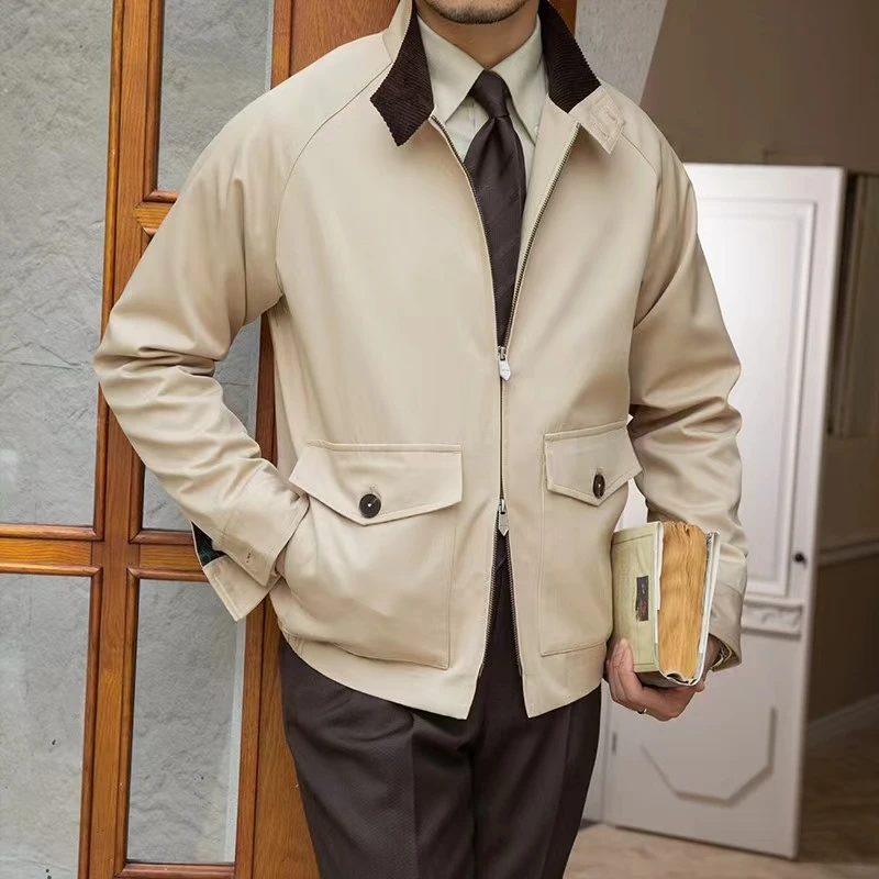 

Spring Autumn Men's Casual Jaet Faionable Casual Sle Cotton Fabric Windproof Youth Outerwear Harlington Trendy Brand