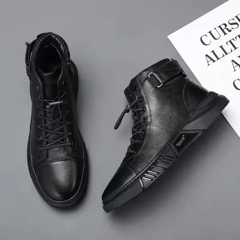 2024 Autumn New High Top Work Shoes for Men Platform Ankle Boots Fashion Quality Boots Outdoor Booties Zapatos De Hombre
