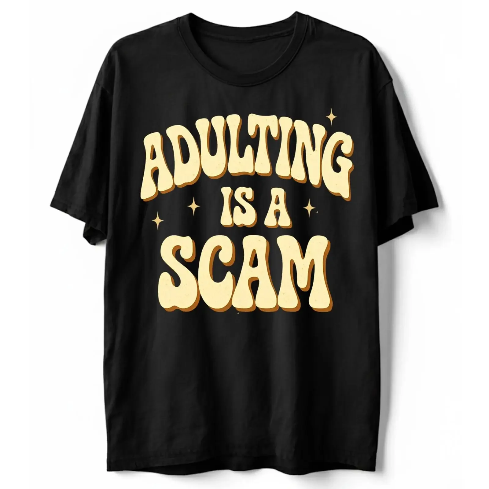 Adulting Is a Scam Funny T Shirt 70s Sarcastic Millennial Humor  vintage Washed Top For Everyday Wear Comfortable streetwear