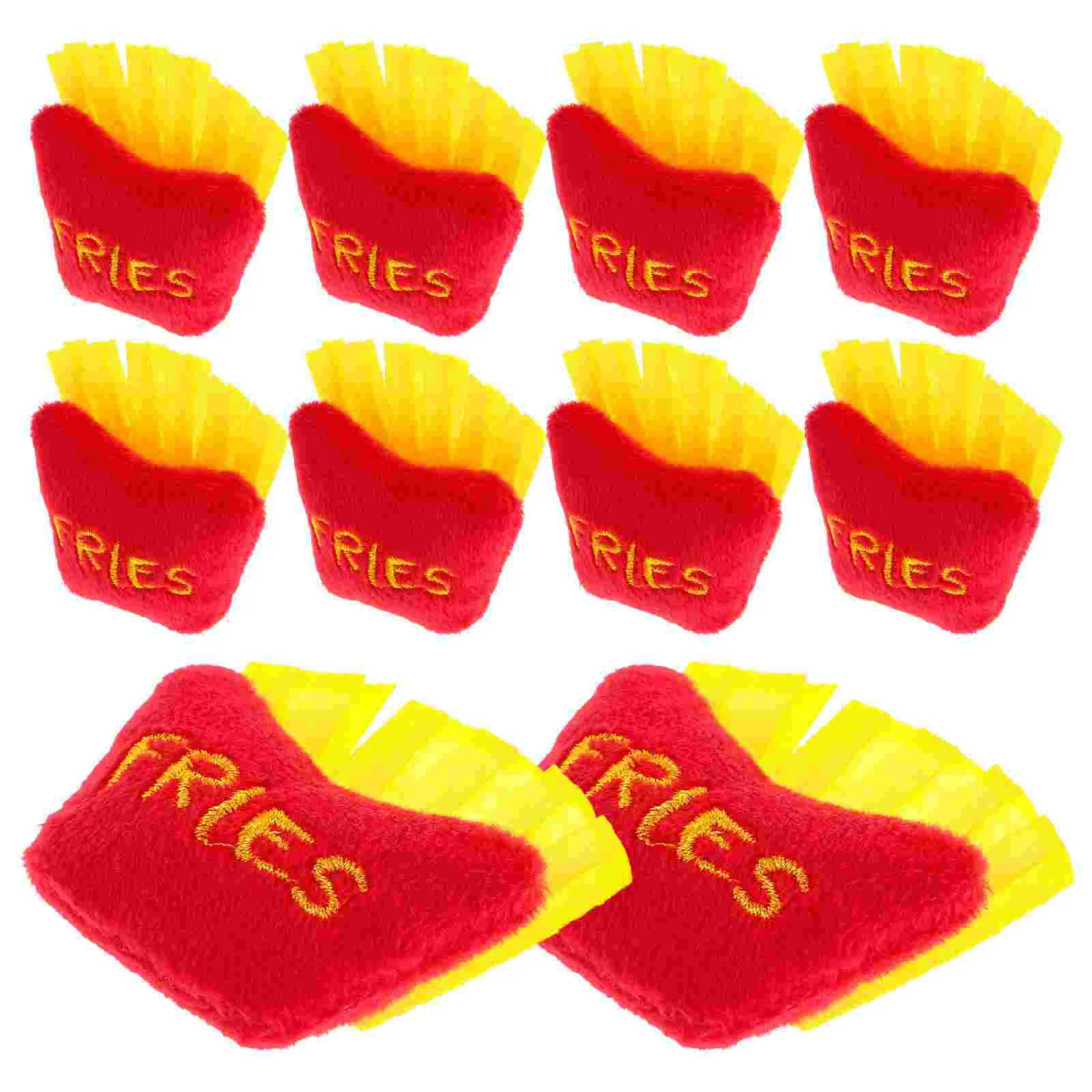 10Pcs French Fries Stuffed Animal Fake French Fries Plush Toy Soft and Funny Food Plush Toy DIY Accessories for Shoes and Hats