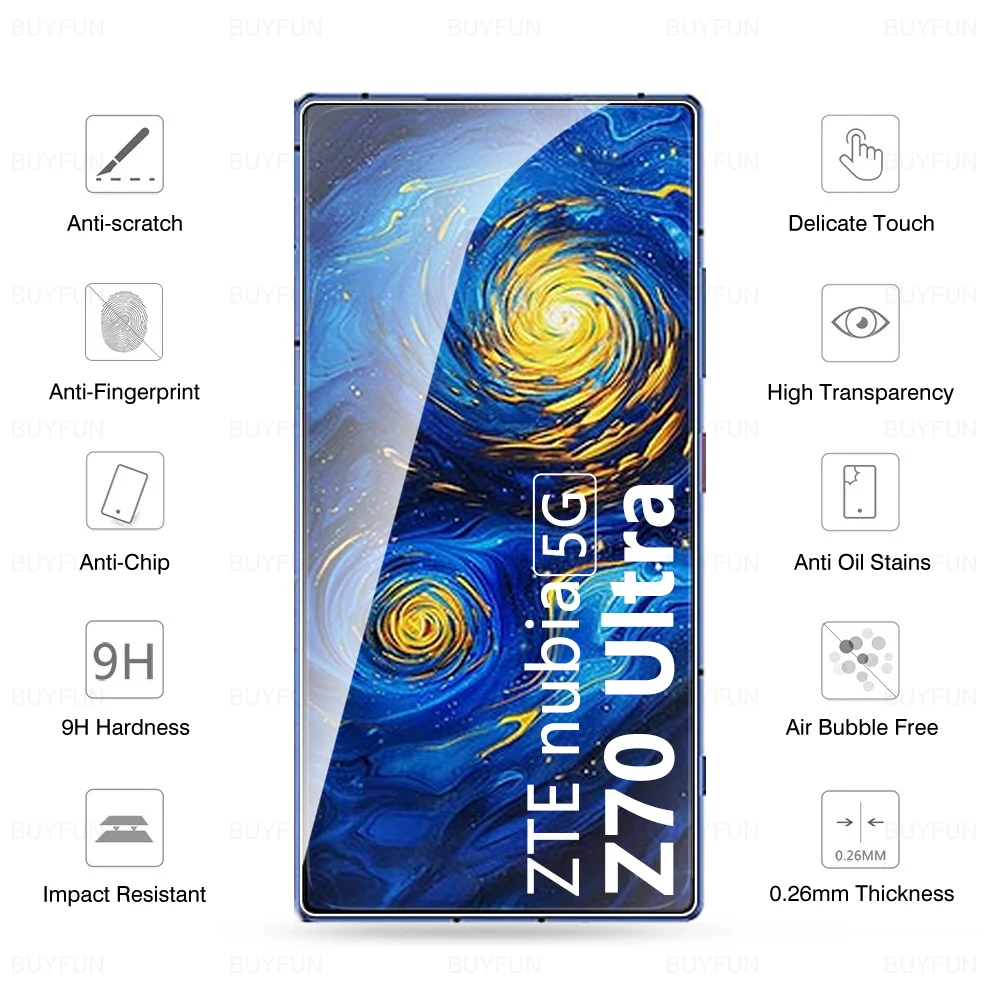 Tempered Film For ZTE nubia Z70 Z50 Z60 Ultra Red Magic 10 9 9S 8 8S Pro Plus 5G Screen Protector Glass Z70Ultra RedMagic 10Pro＋