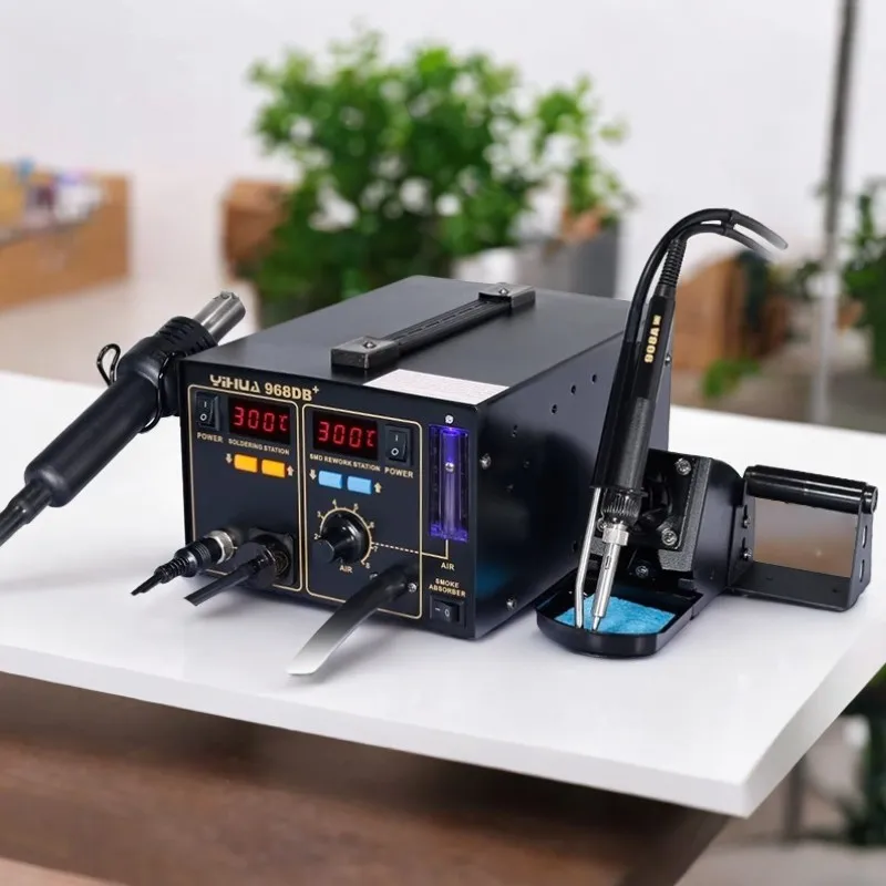 YIHUA 968DB+ 3in 1 LED display digital BGA rework station and soldering iron station with smoke absorber