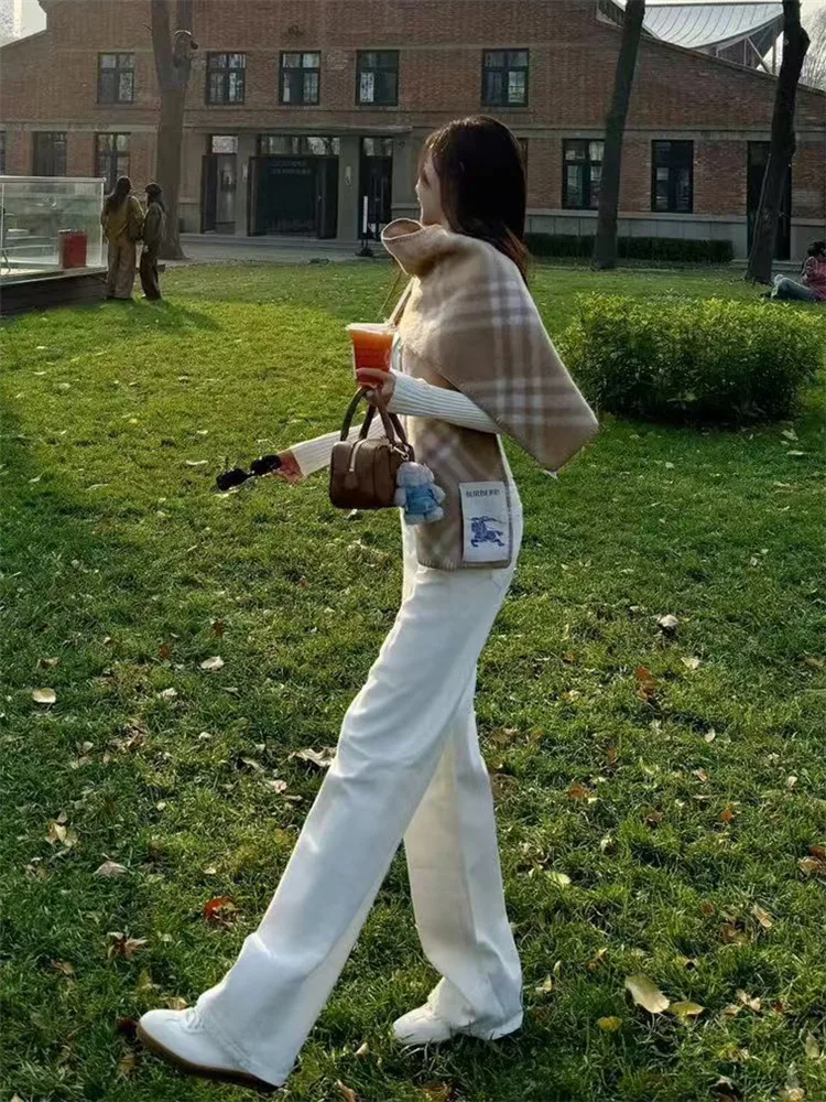 

High Waist Wide Leg Pure White Denim Jeans Women's Spring Autumn Long Loose Slimming Soft Floor-Length Pants