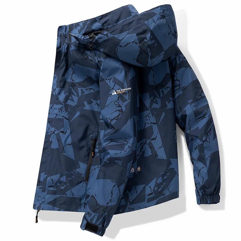 2023 Hooded Hiking Cycling Jacket Men Autumn Outdoor Bomber Jackets Waterproof Windbreaker Sports Casual Cargo Jackets Men Coats