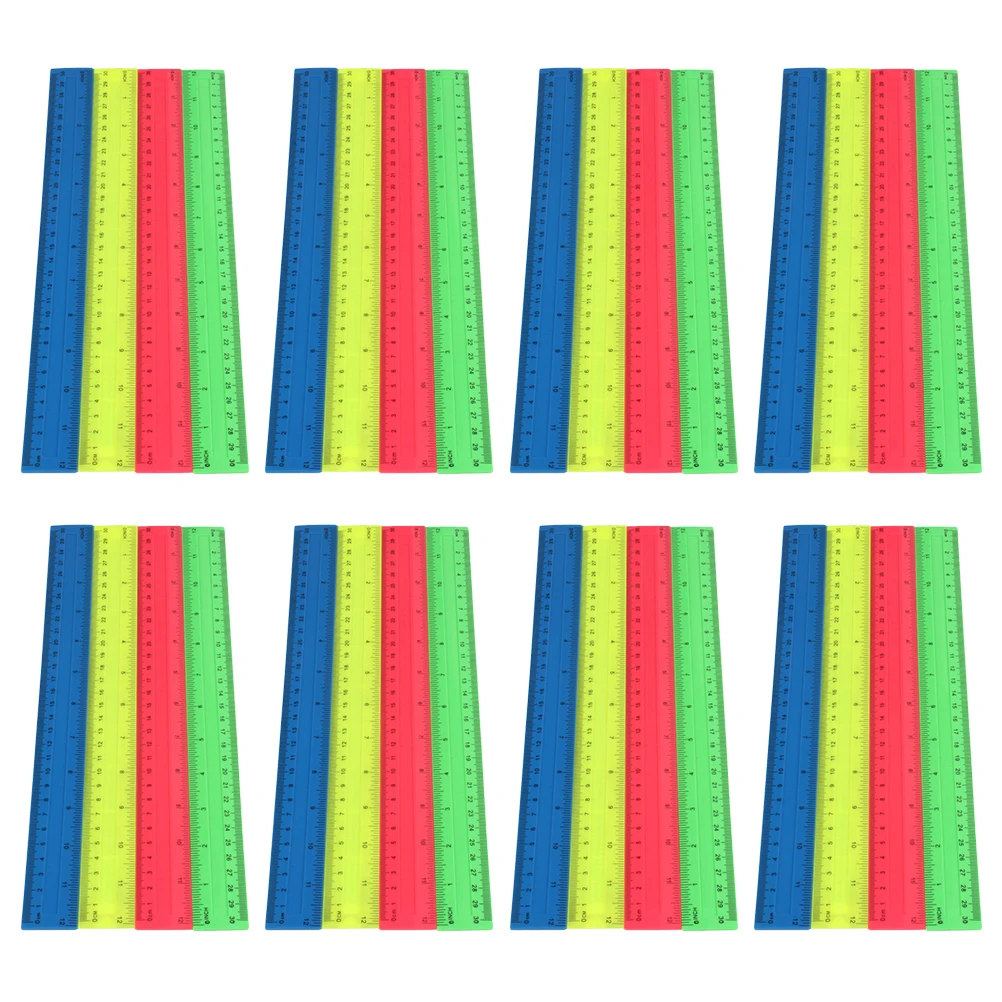 

50pcs Double Scale Ruler Plastic Straight Kids Drawing Student School Measuring Tools Classroom Bulk Rulers Study Aid