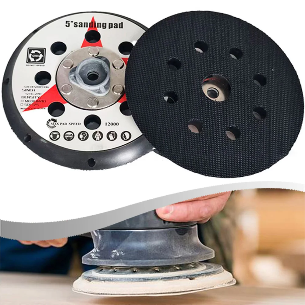 5inch 8 Holes Hook & -Loop Backing Pad M8 Thread Polishing Disc For Sanding Wood Backing Sanding Disc Pad Power Tools