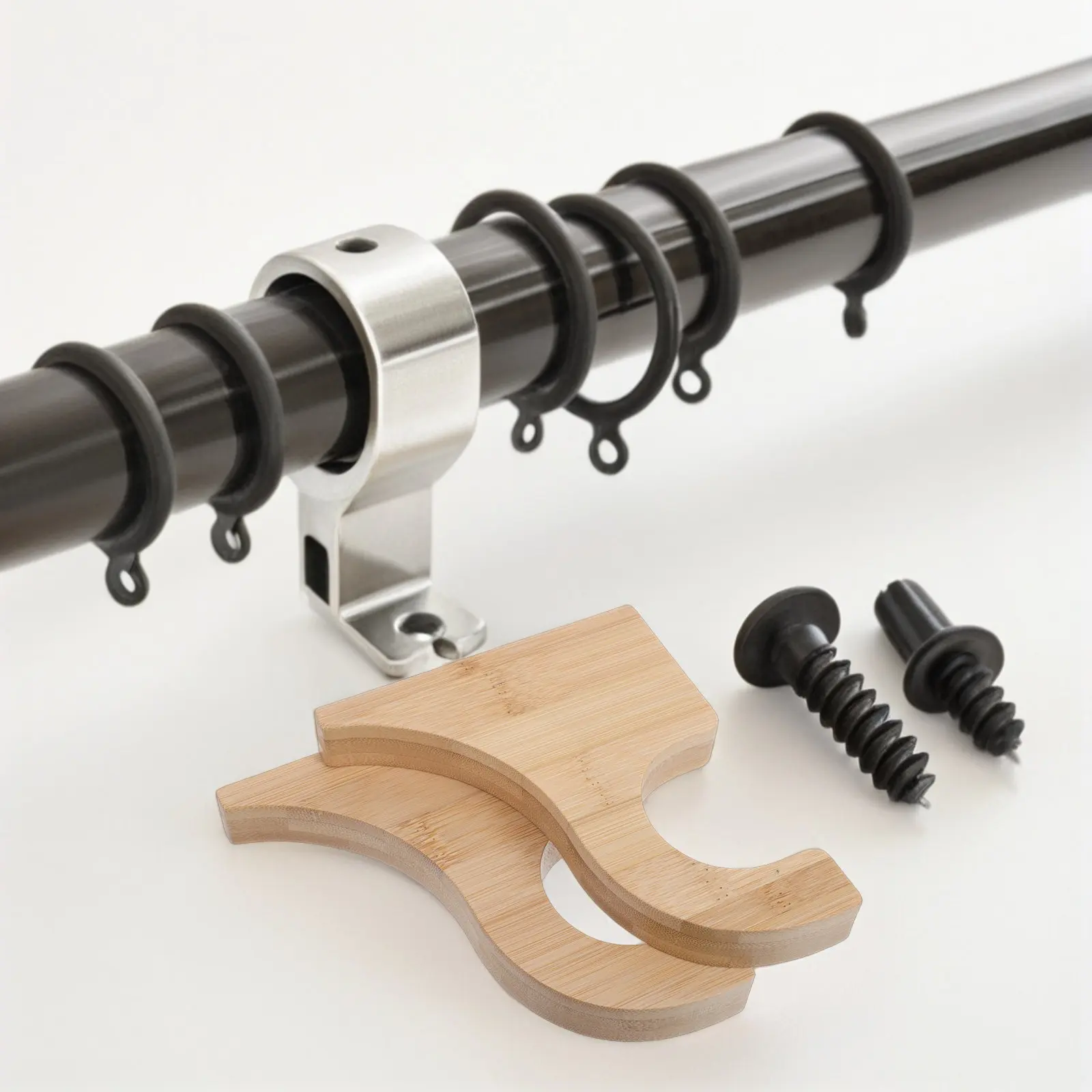 

Кронштейны для карнизов из дерева (2 шт.) с текстурой натурального дерева, прочные, настенные, для оконных штор, для гостиной и спальни