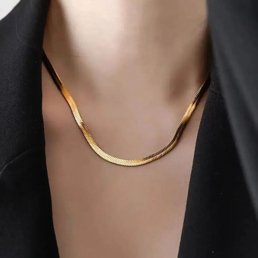 New Original 16-24in Solid silver 18K Gold luxury 4MM Clavicle Necklace for Women Men fashion Jewelry wedding party gift 40-60CM