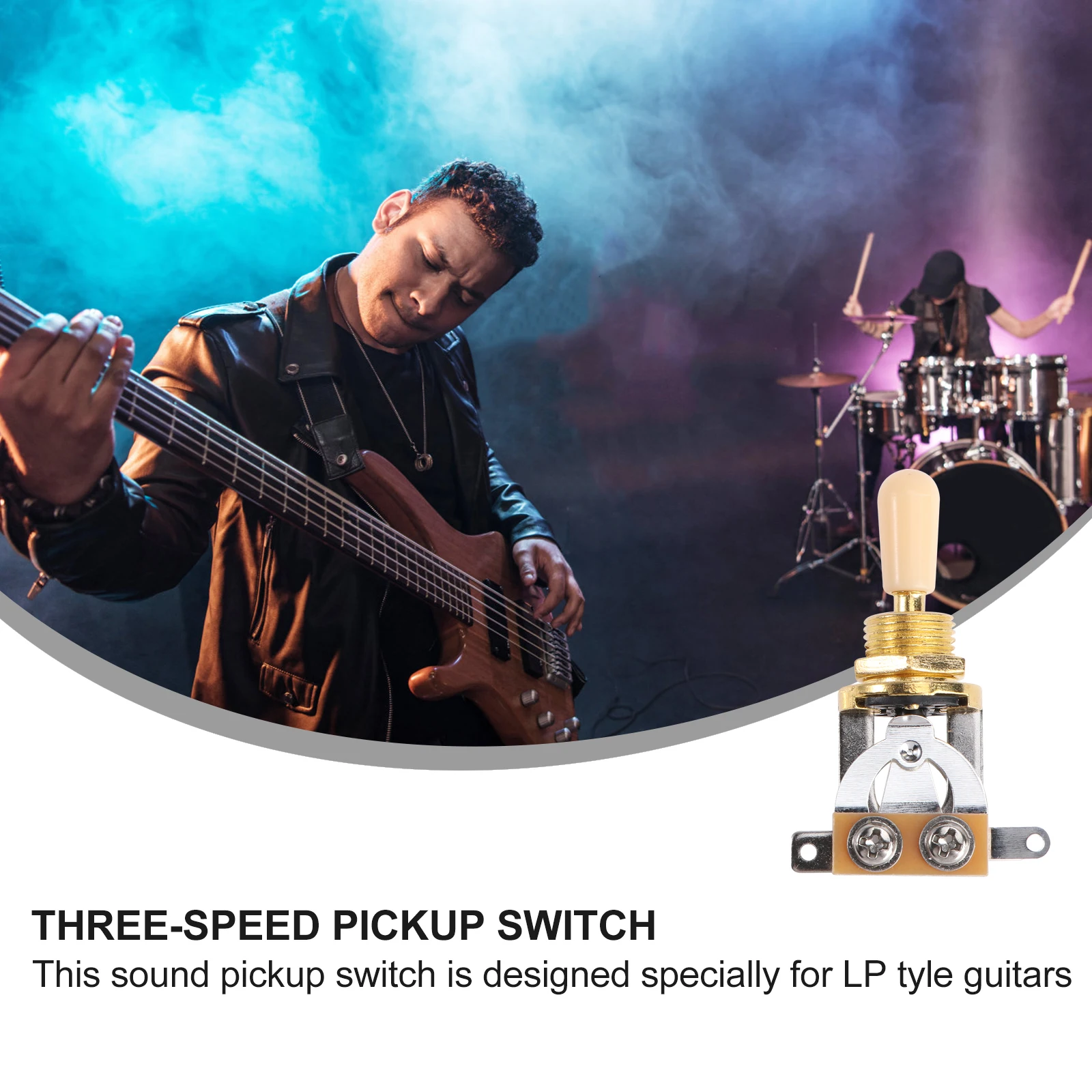 

Guitar Pickups Switch 3-level Sound Pick-up On-off Metal Golden 3-Gear Button for