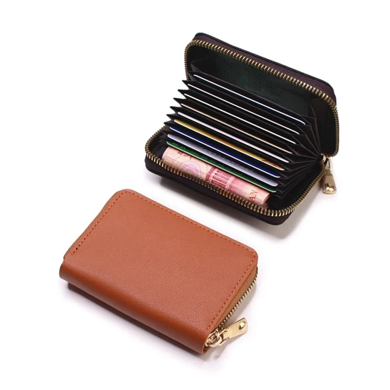 Compacte portemonnee van leer, creditcardhouder, reisportemonnee voor dames, 20 kaartsleuven, klein kaartetui met