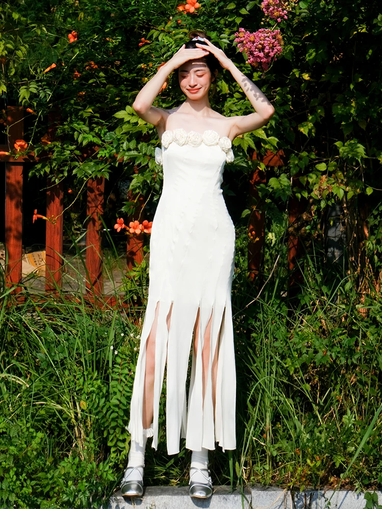 

Длинное вечернее платье для женщин из атласа с вырезом на одно плечо, украшенное розами цвета шампань, стройнящее фигуру, для свадеб и торжеств, элегантное