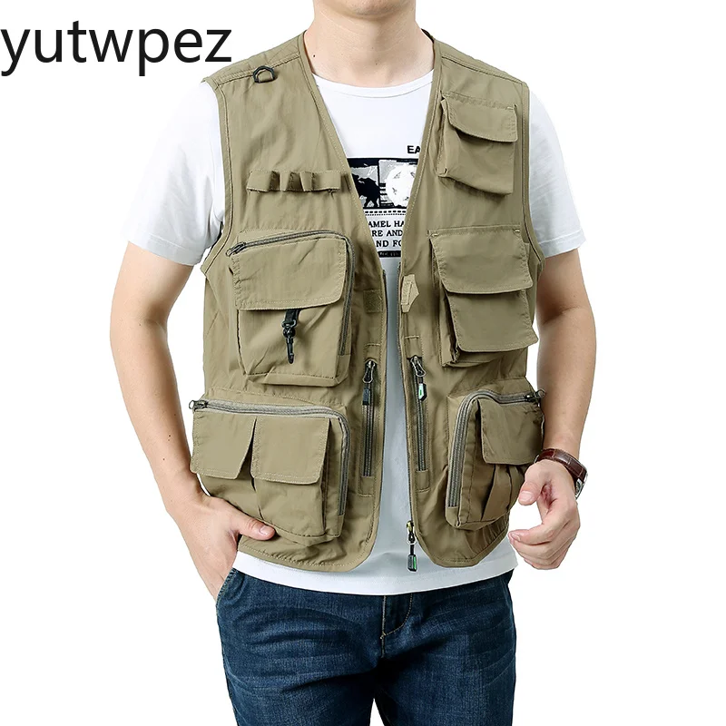 

Outdoor Hiking Work Multi Pocket Lightweight Fishing Clothing Hunting Camping Men's Sleeveless Jacket Embroidered Vest Padded