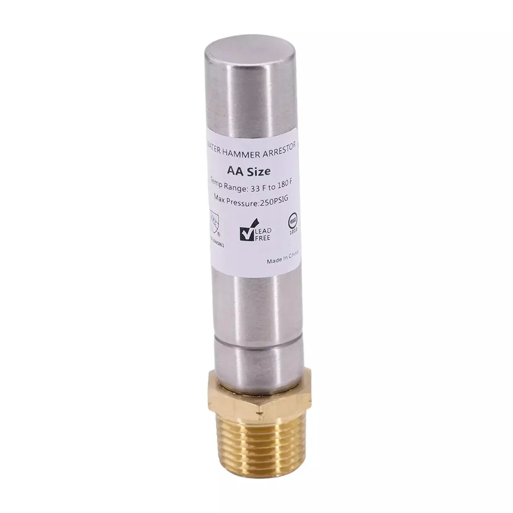 Stainless Steel Construction Miniature Water Hammer Arrestor with a Standard 1/2 Inch NPT Connection for Home Use