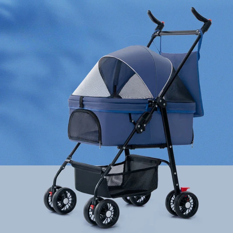 

A Pet cart Carrier for dog Kitty poodle Bixiong dog car seat Four wheels wheelbarrow go out ventilatio fold Separable Dog strol