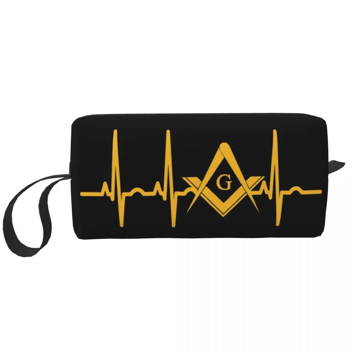 Heartbeat Freemason Travel Toiletry Bag for Women Masonic Mason Makeup Cosmetic Organizer Beauty Storage Bags Dopp Kit Box Case