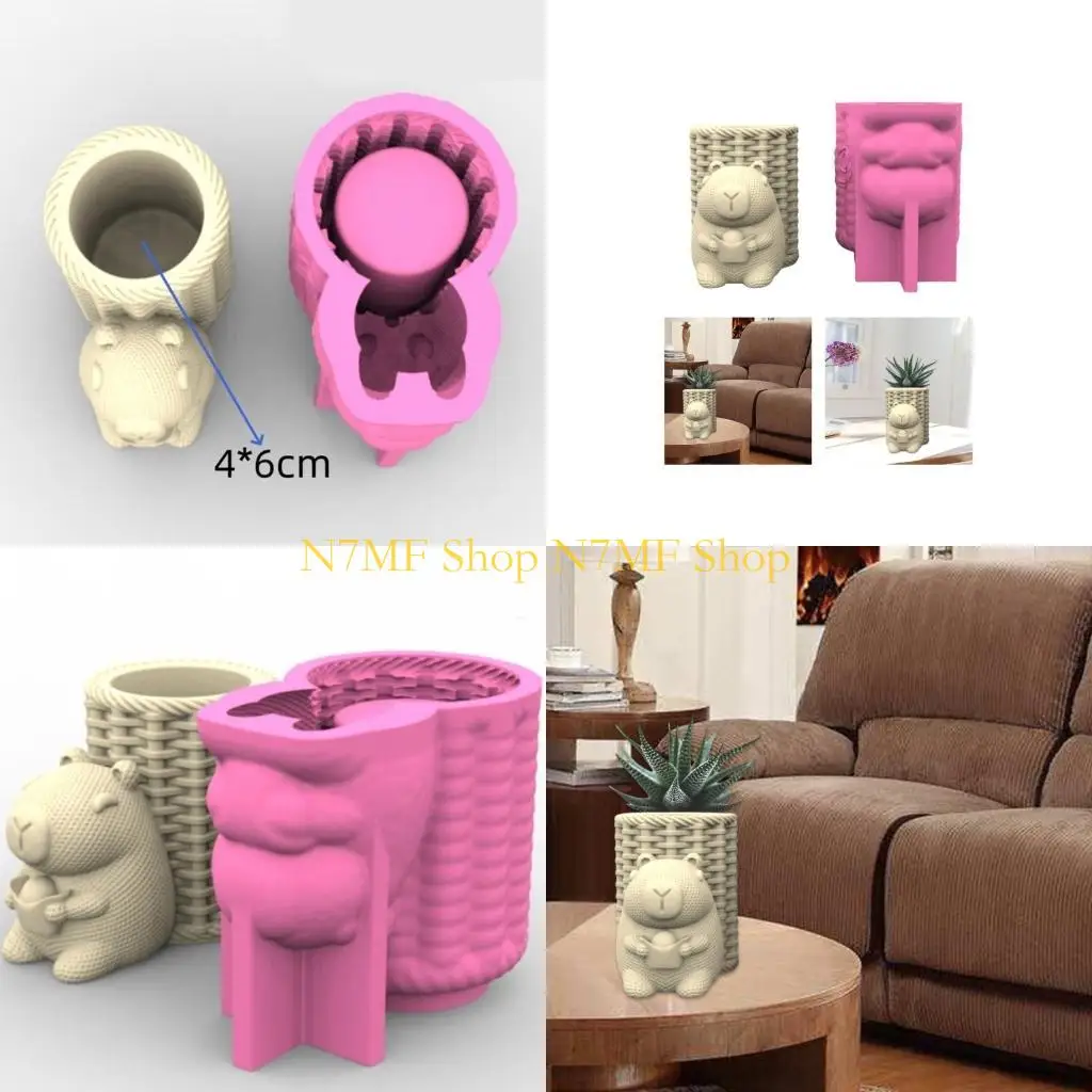 

N7MF Multipurpose Silicone Pots Mould Planter Molds Capybara for Crafting Epoxy Resin Planters and Organizers
