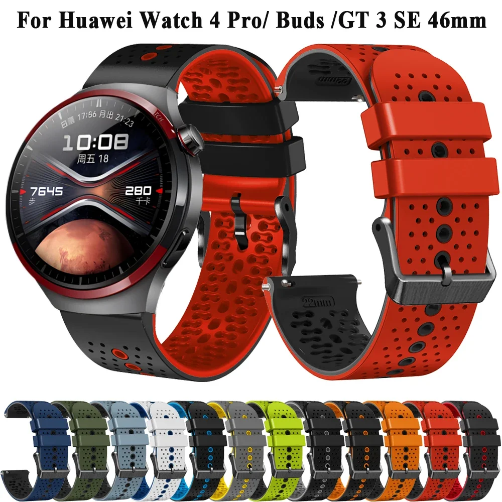 

22mm Watchband Strap For HUAWEI Watch GT 4 3 2 Pro 46mm Soft Silicone Wristband Huawei Watch 4 Pro Runner GT 3 SE Bracelet Belt