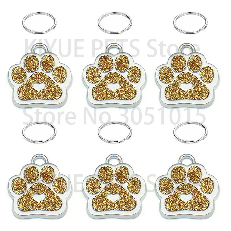 Wholesale 100Pcs Dog Id Tag Engraved Custom Pet Cat Collar Accessories Personalized Bone Paw Name Tags Anti-lost Nameplate IDY