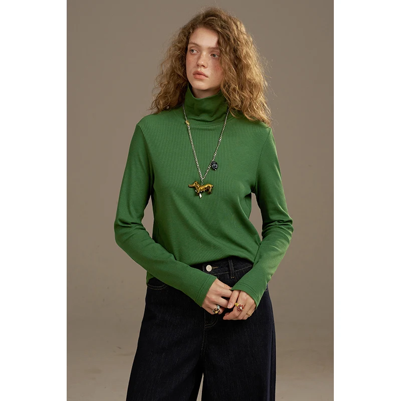 ELFSACK 2025 الشتاء الوافدين الجدد الصلبة الياقة المدورة طويلة الأكمام سترة متماسكة للمرأة #2