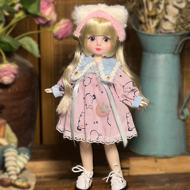 

30cm doll 12-inch Lolita doll dressing 6 points bjd doll clothing set nude baby 20 joint hand-painted lip makeup.