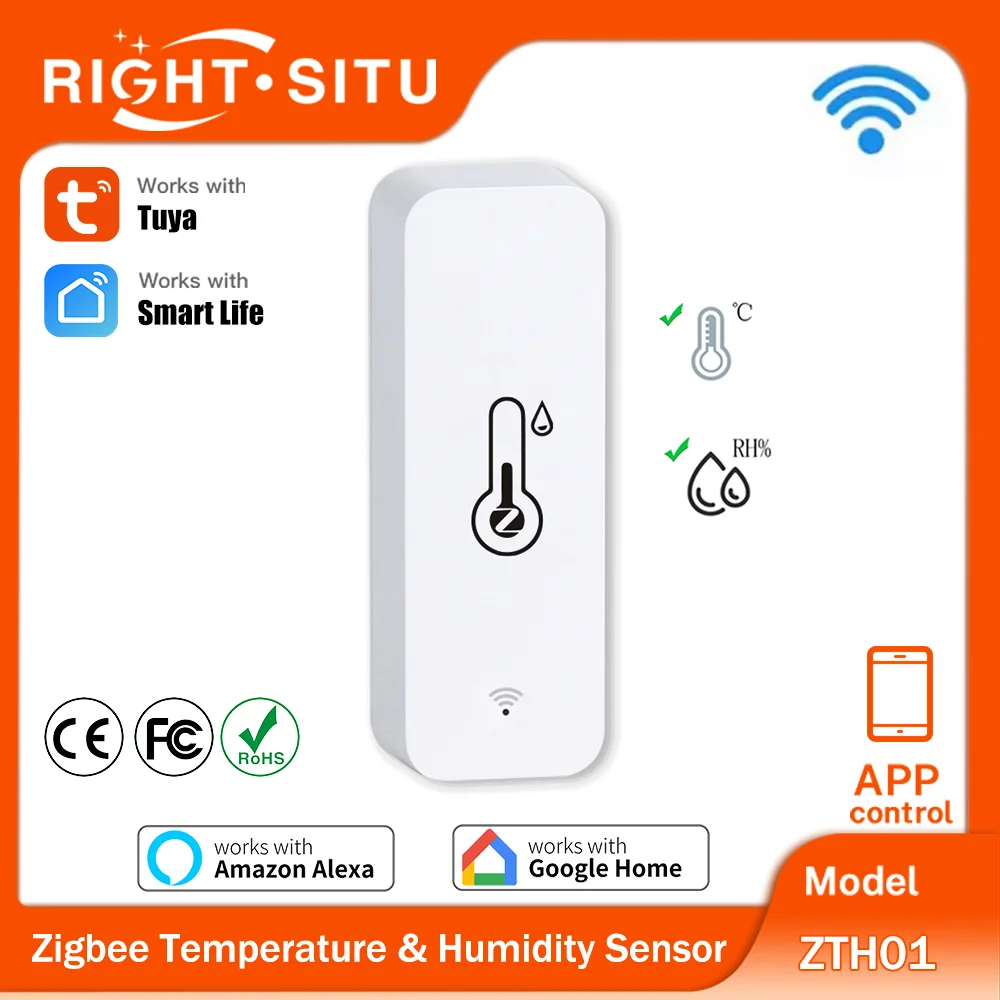 

Tuya Zigbee Temperature Humidity Sensor APP Remote Control For Smart Home via SmartLife Work With Google Assistant Alexa