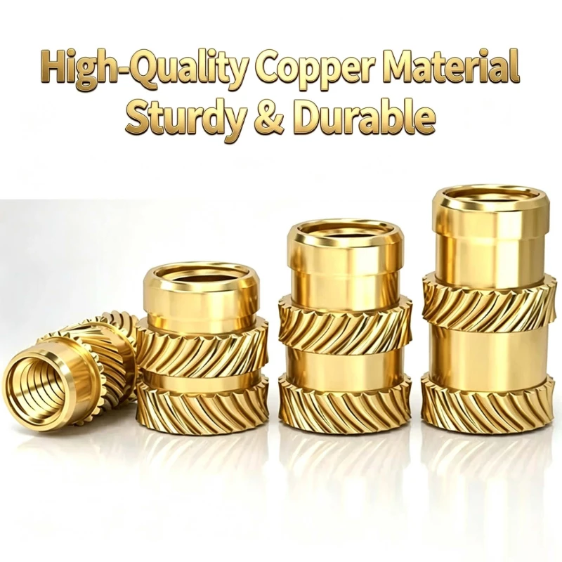 Knurled Hot Melt Brass Insert Nuts M2-M3 Thread Heat Staking Copper Inserts for 3D Print Electronic Plastic Molding