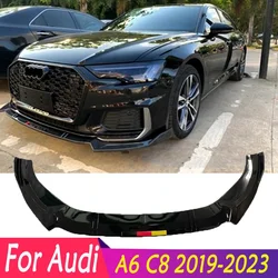 For Audi A6 C8 2019 2020 2021 2022 2023 High Quality ABS Front Bumper Lip Spoiler Splitter Diffuser Body Kit Car Accessories
