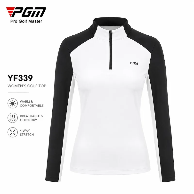 PGM Women Golf Long Sleeve Polo Shirt Quarter Zip UV Protection Top Quick Dry Stretch Golf Base Layer Sports Shirt