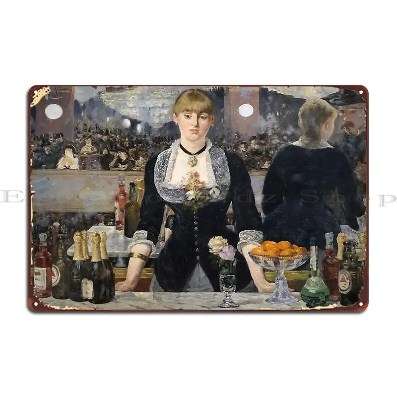 Manet S A Bar At The Folies Metal Signs Designer Painting Designing Garage Wall Mural Tin Sign Poster