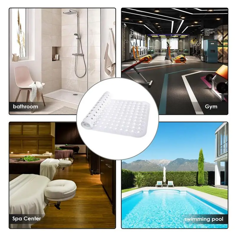 Non Slip Shower Mats Soft Long PVC Mats With Drain Holes Bathing Essentials Bathtub Safety Mats For Washroom Bathtub Bathroom