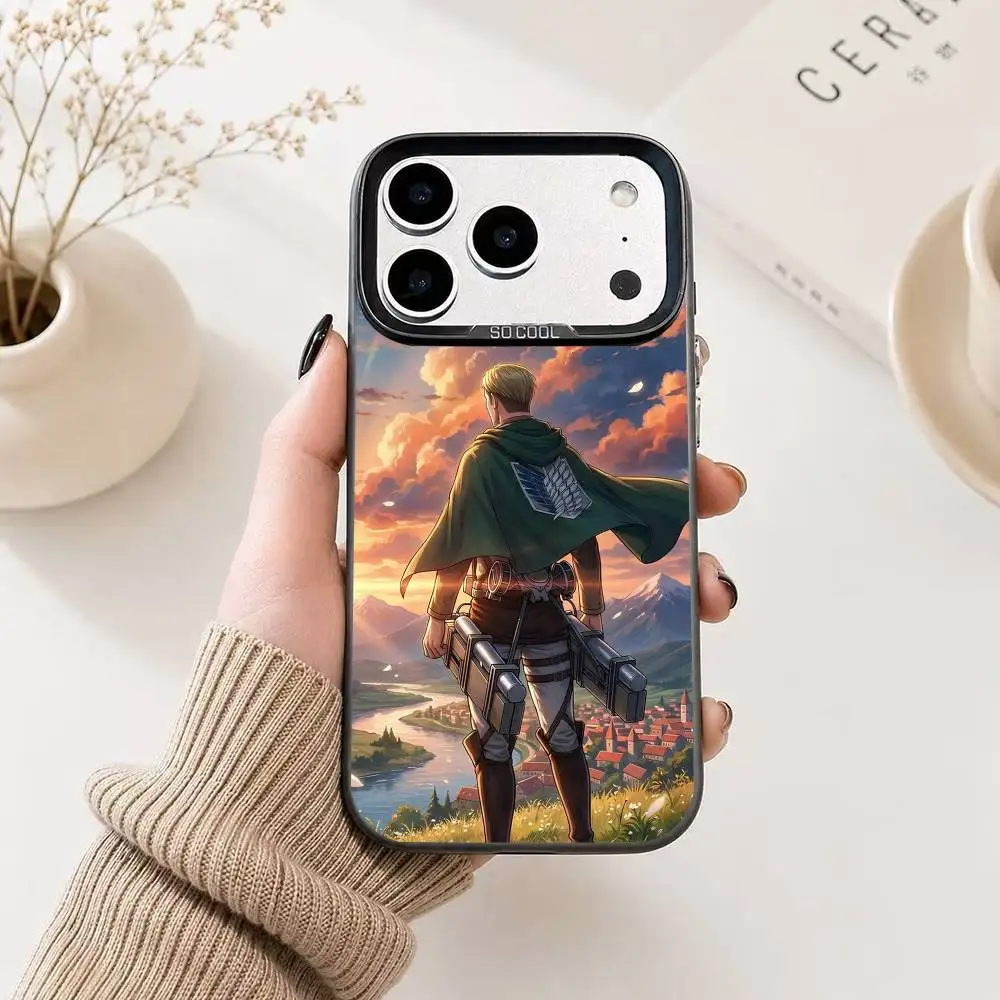 Erwin Smith Attack on Titan  Phone Case For iPhone 17,16,15,14,13,12,11 Plus,Pro Max,XS,Colored Silver Plated Inside Cover