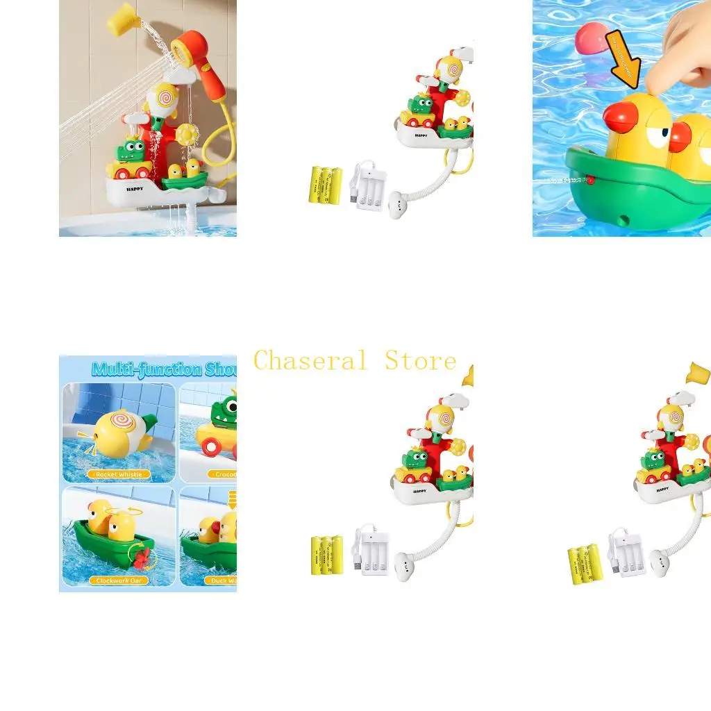 E7CE 4 In 1 Shower Toy Set For Children With Automatic Waterfall And Rotating Sun Wheel Shower Time