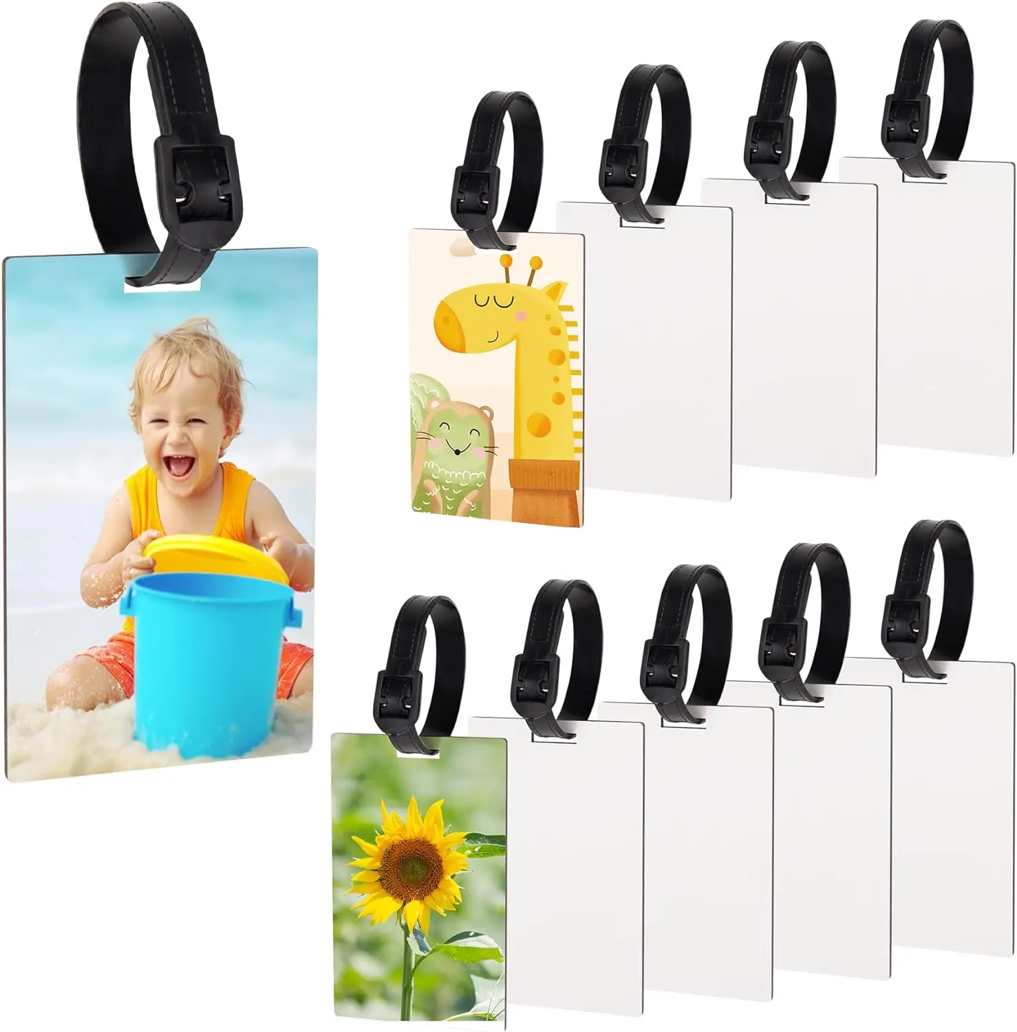 

Free Shipping 20pcs/lot Custom mdf Sublimation Blank Luggage Tags With Straps For Travel Use