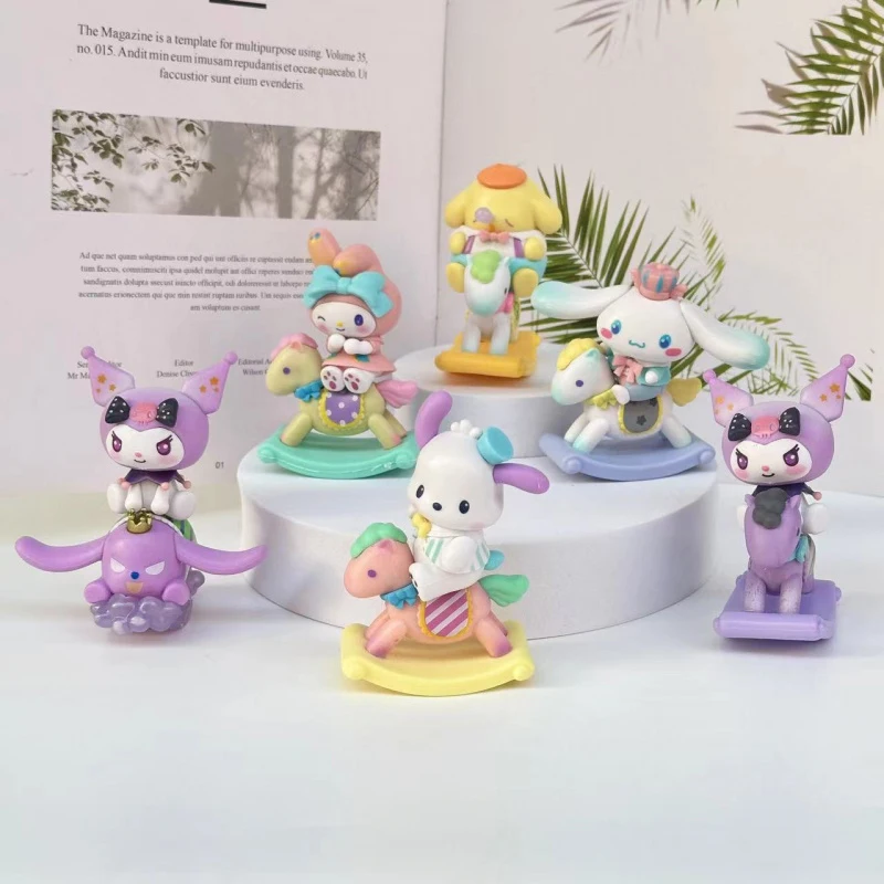 

Набор фигурок Sanrio Cute Rocking Horse, настольное украшение Kuromi Cinnamoroll My Melody для девочек, подарок на день рождения